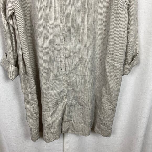 Eileen Fisher Cream Organic Linen Button Front Longline Jacket Sz.M - Picture 11 of 14